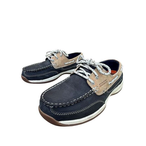 Rockport Works Women's Steel Toe Boat Shoes Blue Size 8 Wide Slip Resistant - Picture 2 of 13